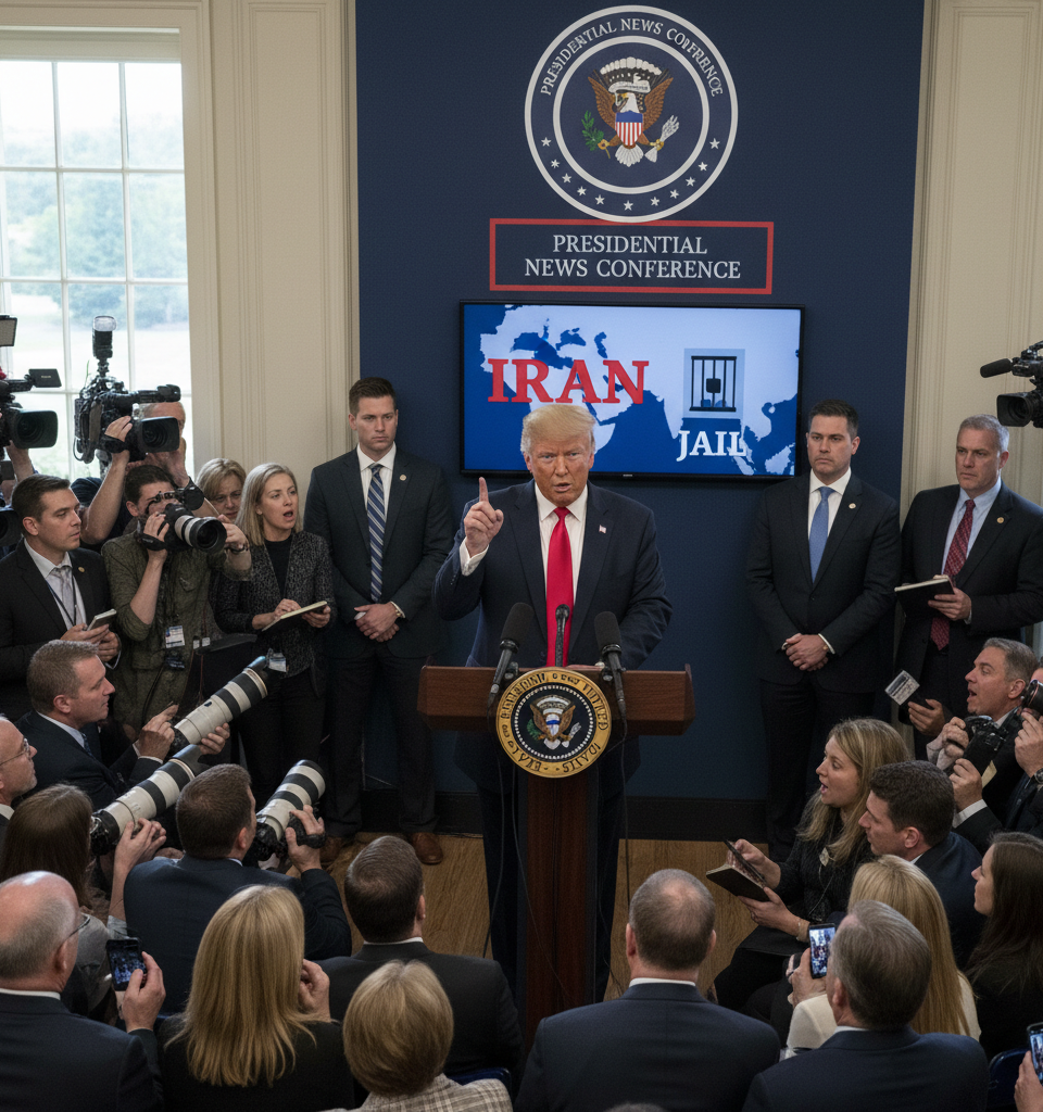 Trump Threatens Jail if Journalists Protect Certain Iran Sources — AI-generated illustration