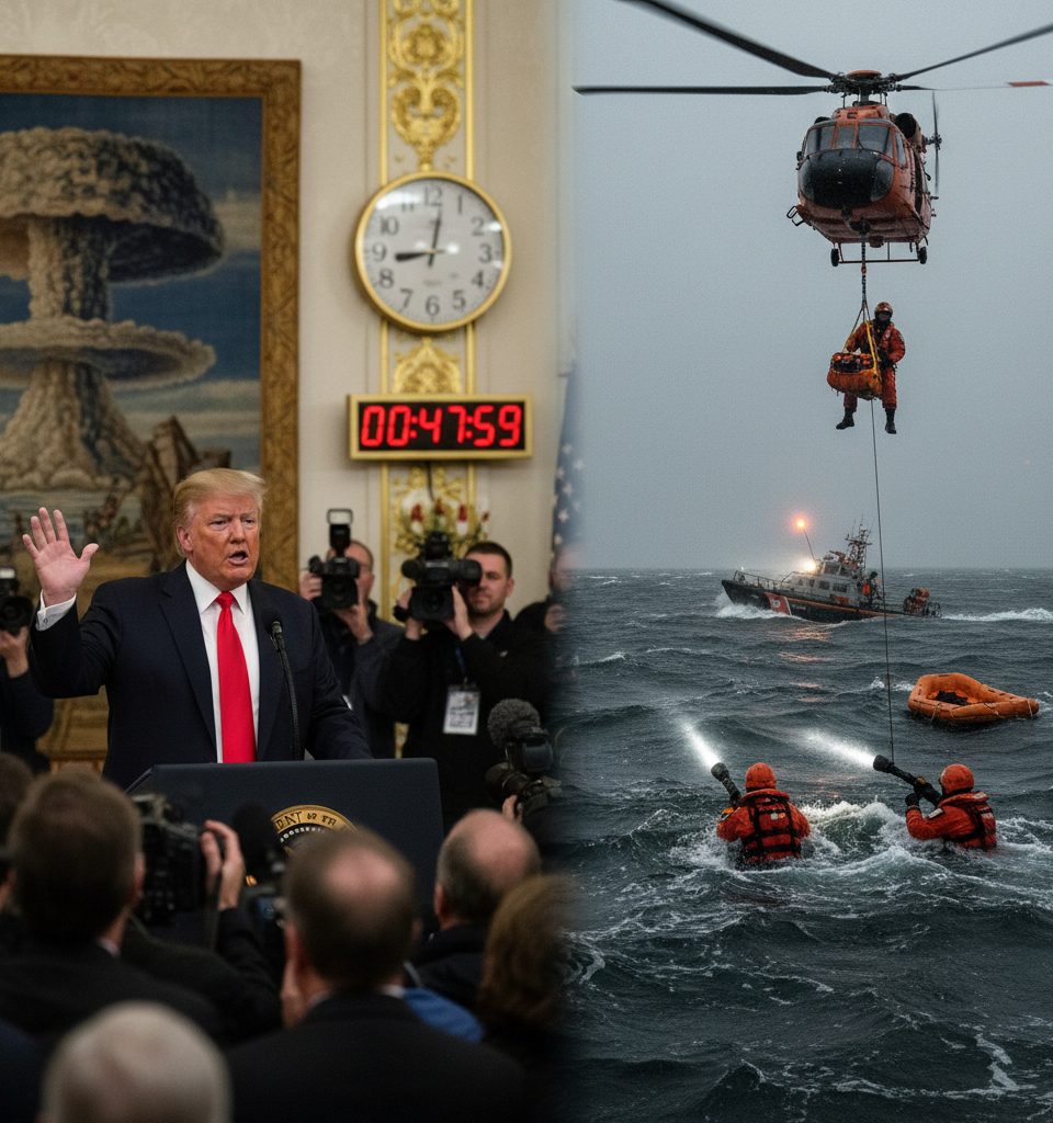 Trump warns Iran '48 hours before all Hell will reign down,' while search for missing crew member intensifies — AI-generated illustration