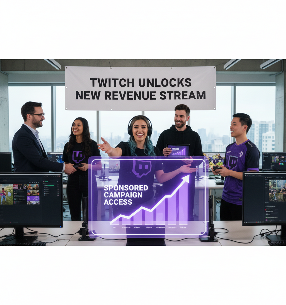 Twitch Unlocks New Revenue Stream for Affiliates with Groundbreaking Sponsored Campaign Access — AI-generated illustration