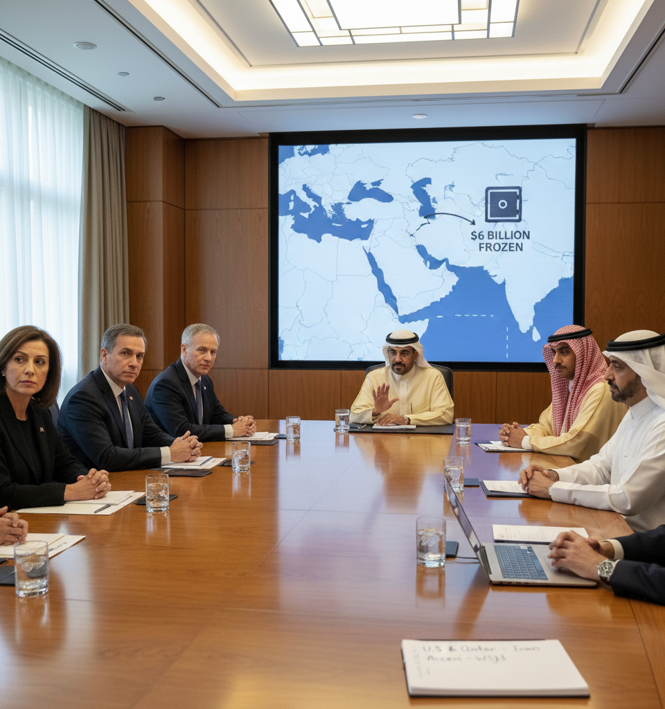 U.S. and Qatar Discuss Access Plan for Iran's Frozen $6 Billion: WSJ Report — AI-generated illustration