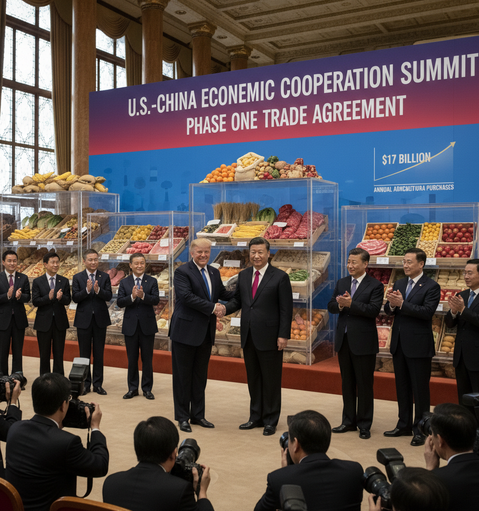 U.S. Announces China's Commitment to Annually Purchase $17 Billion in Agricultural Goods — AI-generated illustration
