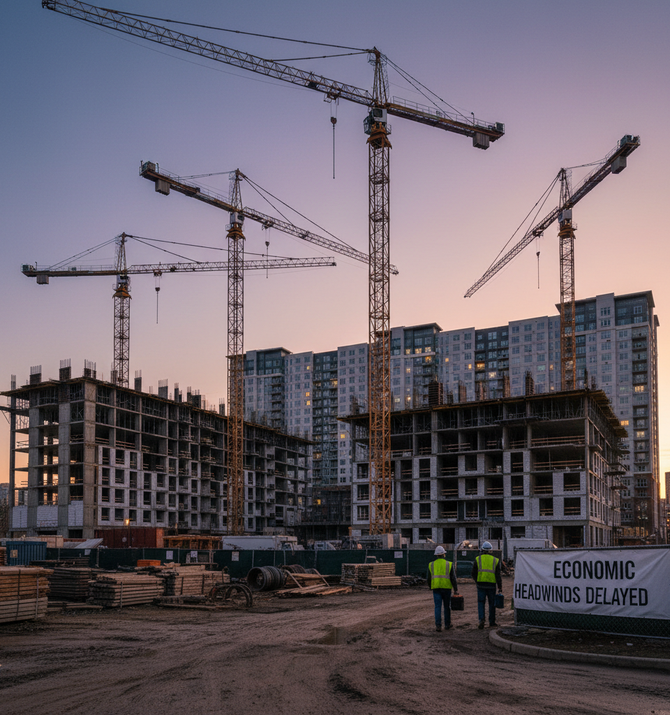 U.S. Apartment Construction Plummets to 15-Year Low Amid Economic Headwinds — AI-generated illustration