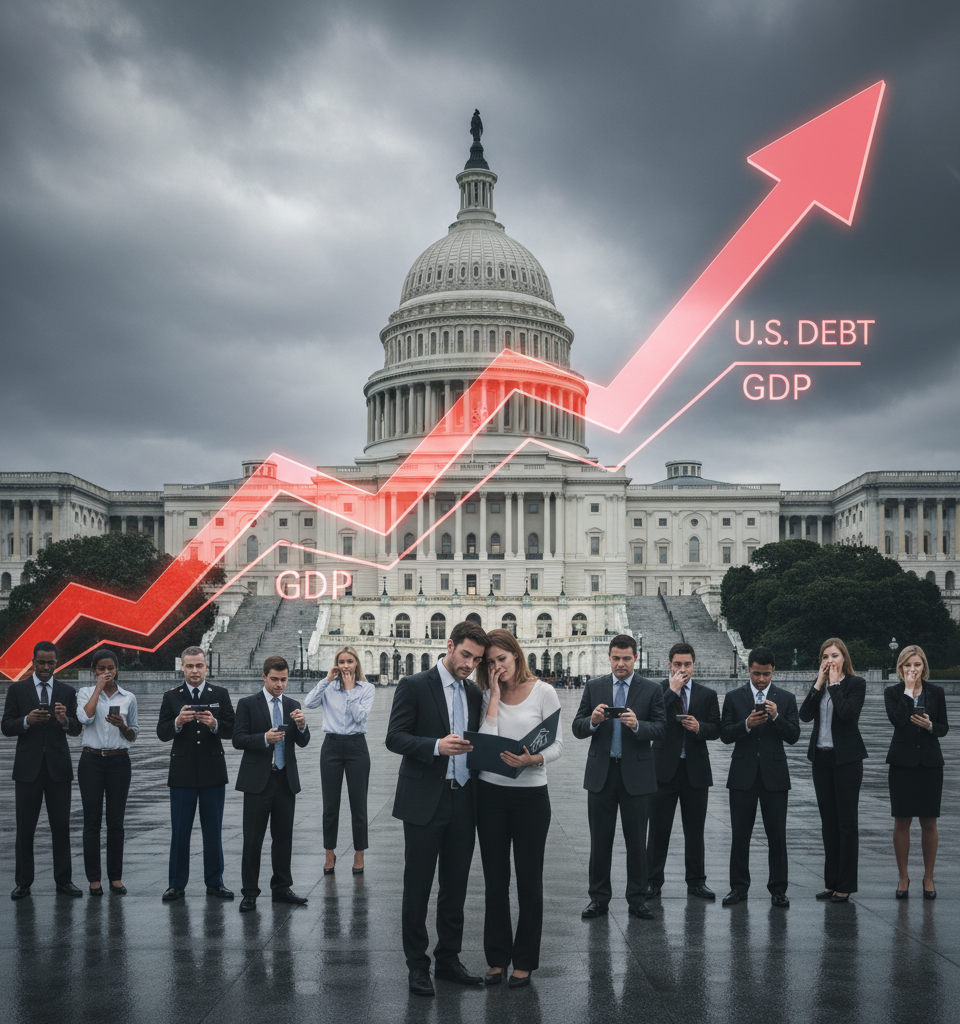 U.S. Debt Surpasses GDP: Mortgage Rate Concerns Mount Amid Historic Fiscal Challenge — AI-generated illustration