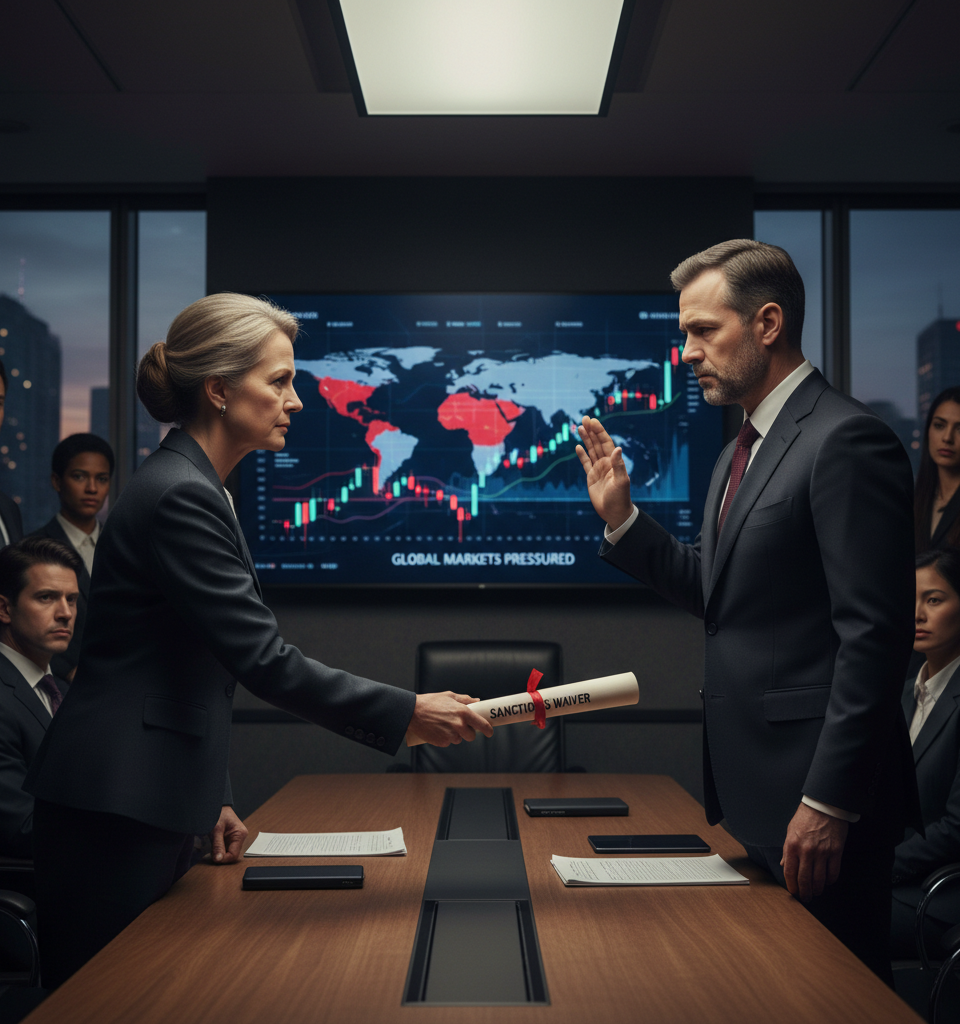 U.S. Ends Sanctions Waiver for Russian Oil, Pressuring Global Markets — AI-generated illustration