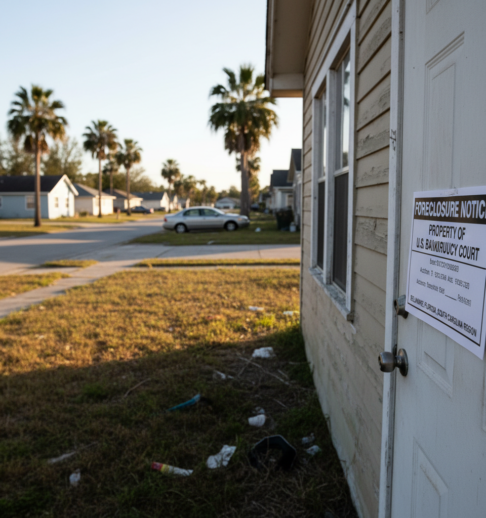 U.S. Foreclosure Filings Surge 18% Annually: Delaware, Florida, and South Carolina Emerge as Hotspots — AI-generated illustration