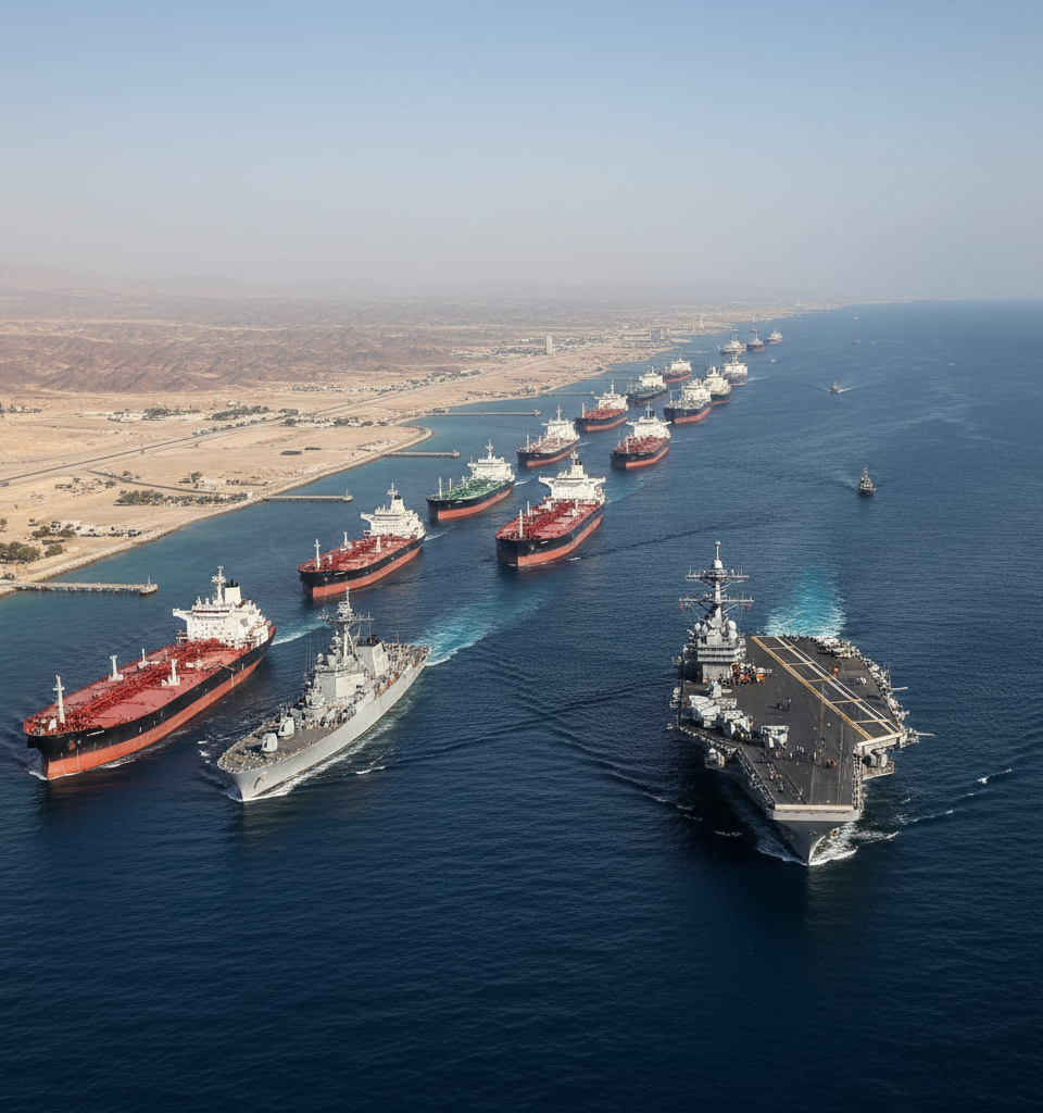 U.S. Navy blockade of Iran enters fourth day. Here’s the latest tanker traffic in Strait of Hormuz — AI-generated illustration
