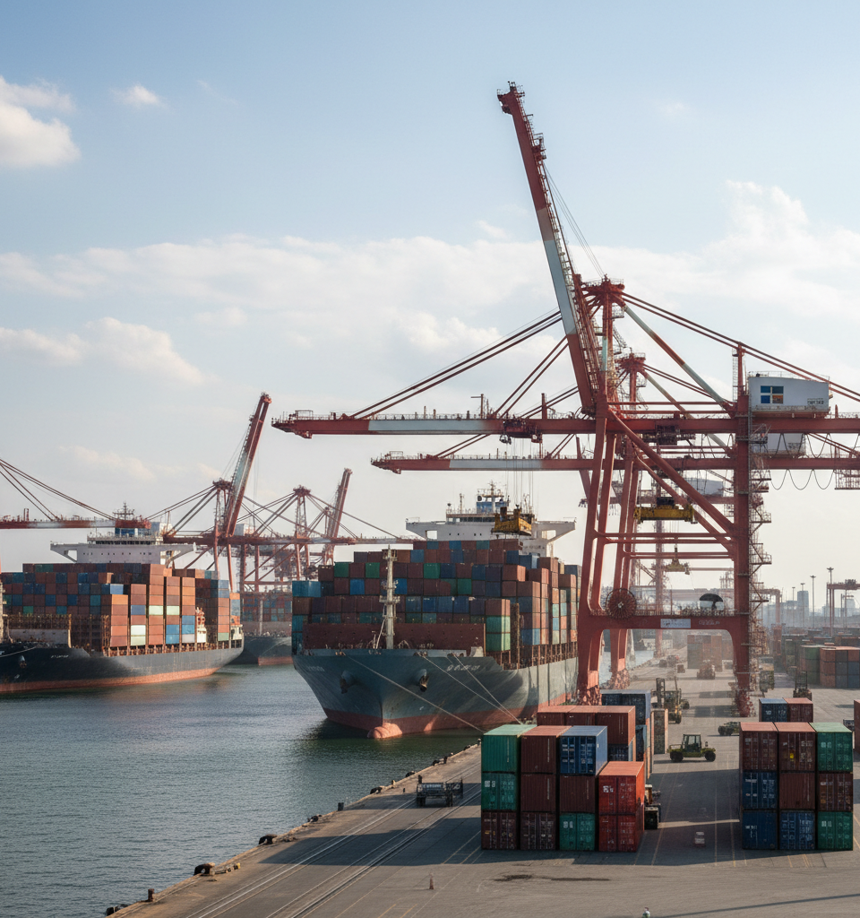 U.S. Port Volumes Lag in July Amid Uneven Demand, Capacity Strain — AI-generated illustration