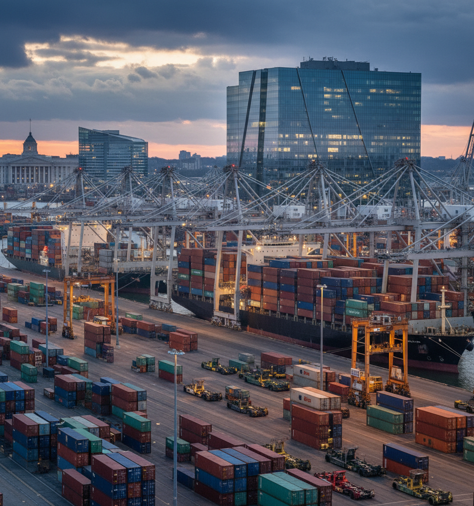 U.S. Ports See Peak Imports as Retailers Stock Up Ahead of Holiday Season, Potential Tariffs — AI-generated illustration