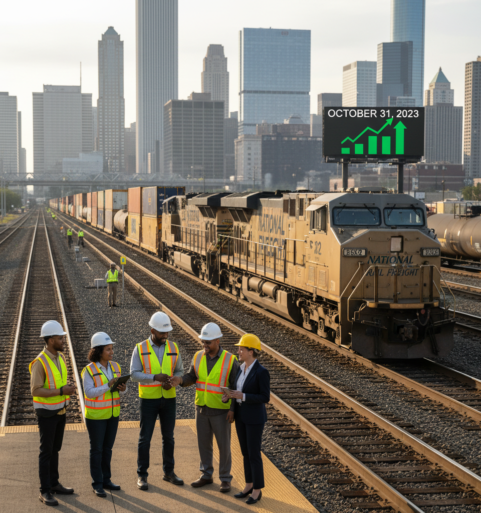 U.S. Rail Freight Records Best Month in Years, Signals Broad Economic Recovery — AI-generated illustration