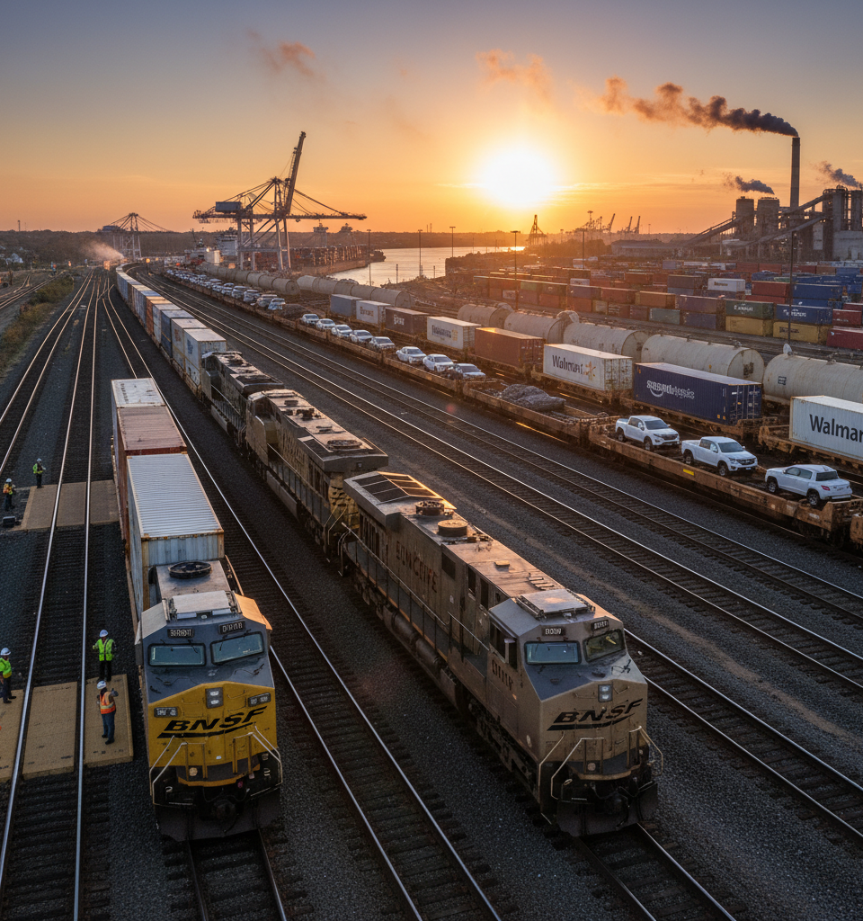 U.S. Rail Freight Surges Across Sectors, Signaling Broader Economic Strength — AI-generated illustration
