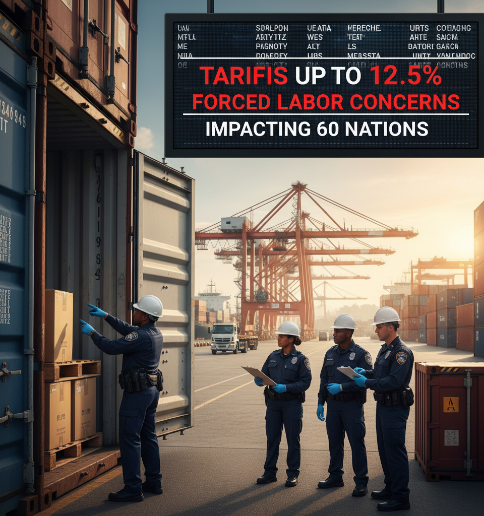 U.S. to Hit 60 Nations with New Tariffs Up to 12.5% Over Forced Labor Concerns — AI-generated illustration