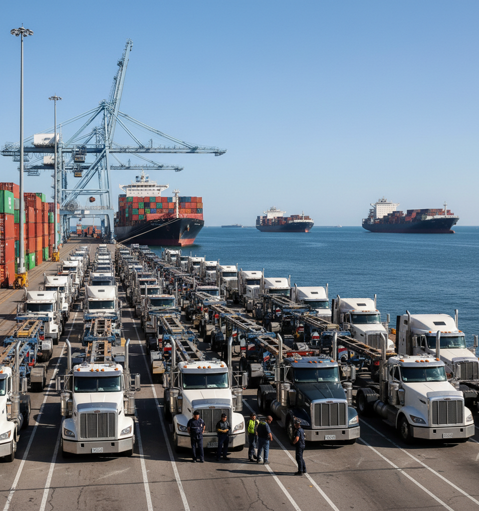 U.S. Trucking Faces Demand Mismatch as Freight Market Flips, Imports Lag Pandemic Surge — AI-generated illustration
