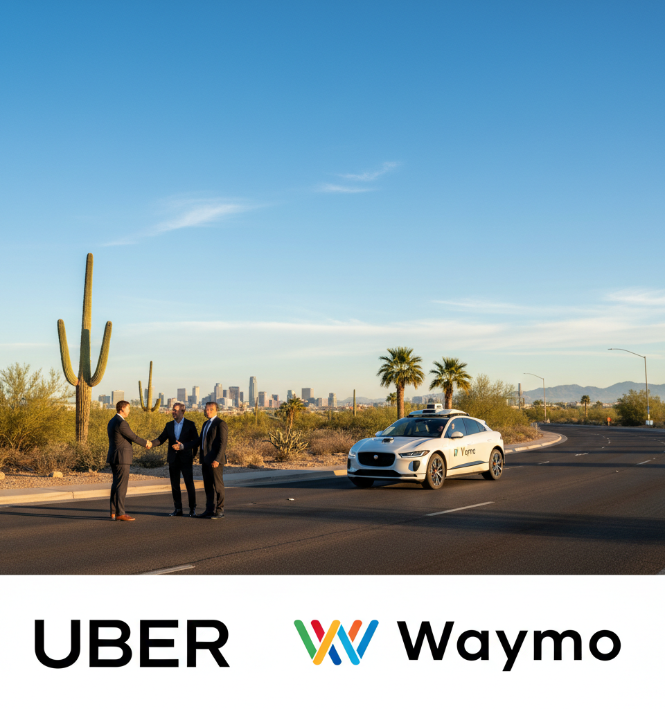 Uber and Waymo Conclude Phoenix Robotaxi Pilot — AI-generated illustration