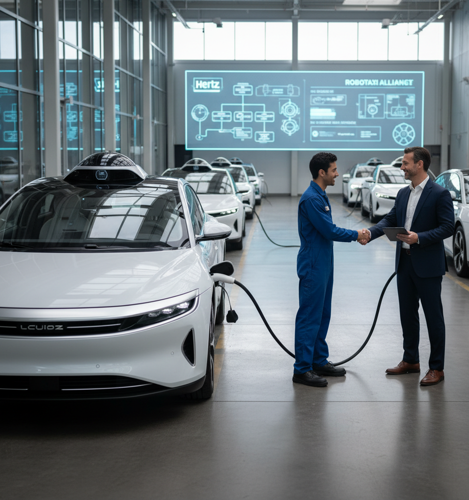 Uber Forges Strategic Alliance with Hertz's Oro Mobility for Robotaxi Fleet Management — AI-generated illustration