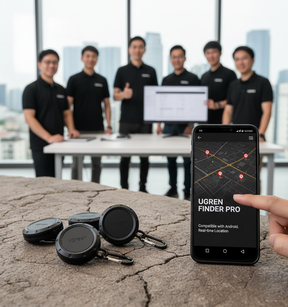 Ugreen Unveils Durable Tracker Challenging AirTag Dominance, Compatible with Android — AI-generated illustration