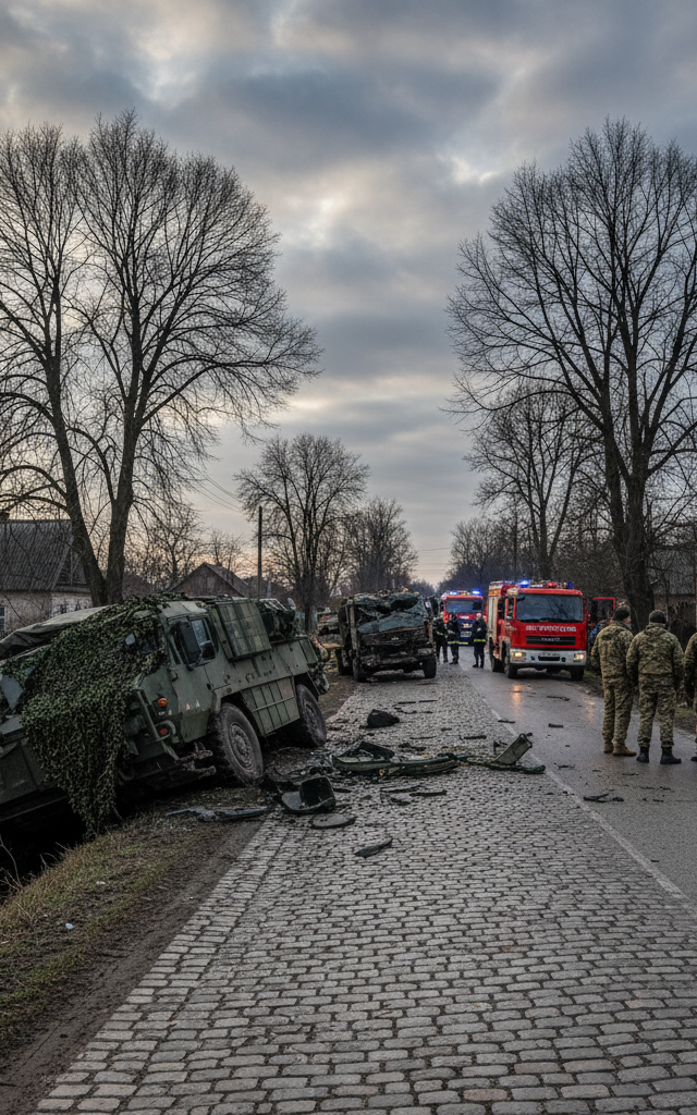 UK Armed Forces Member Dies in Non-Hostile Traffic Incident in Ukraine — AI-generated illustration