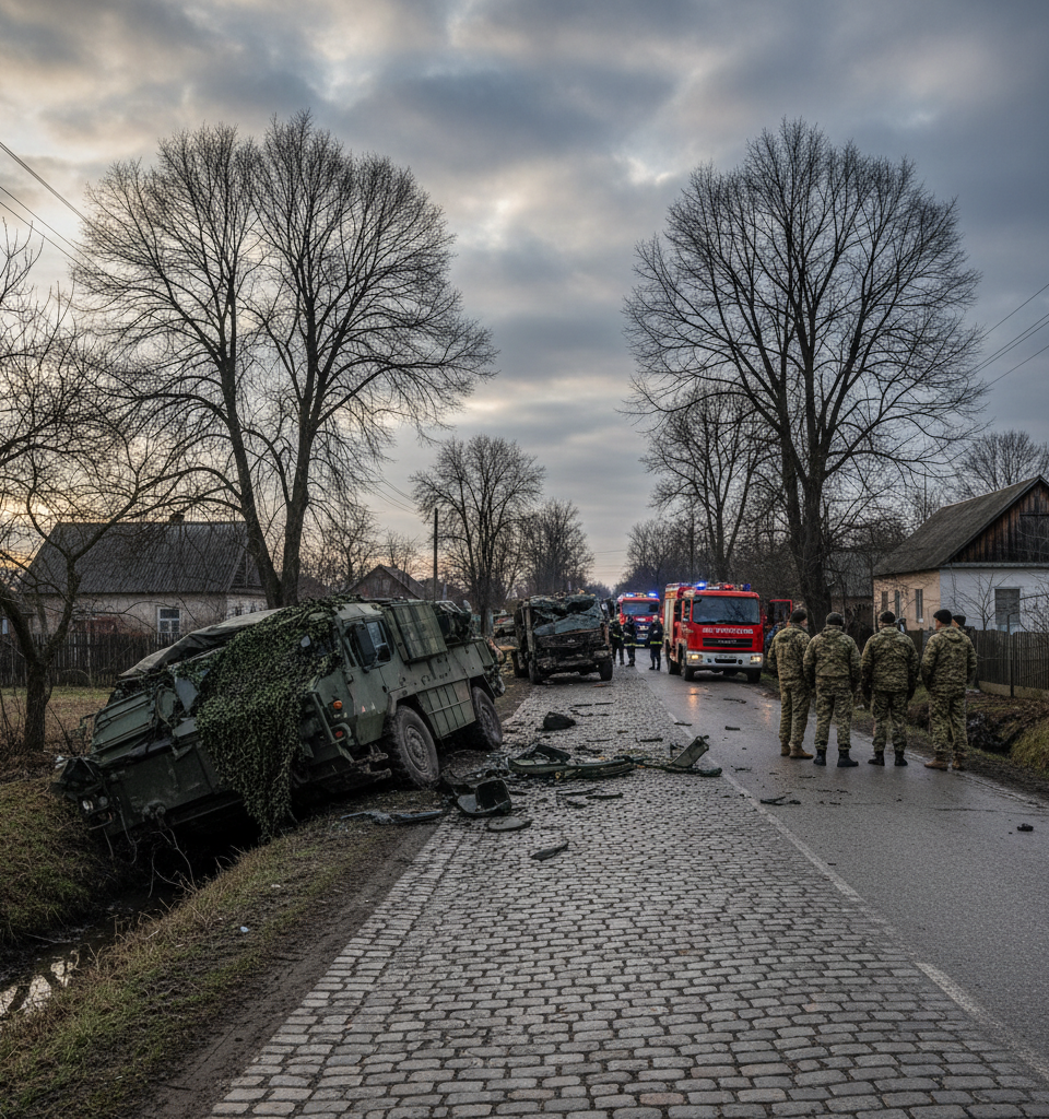 UK Armed Forces Member Dies in Non-Hostile Traffic Incident in Ukraine — AI-generated illustration