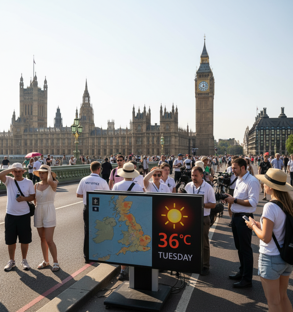 UK Braces for Extreme Heatwave as Temperatures Expected to Reach 36C by Tuesday — AI-generated illustration