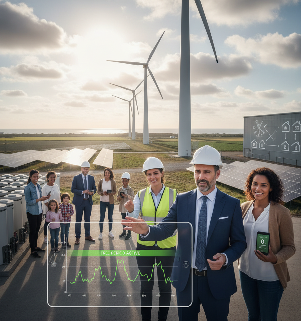 UK Energy Providers Eye Free Electricity for Households Leveraging Renewable Surpluses — AI-generated illustration