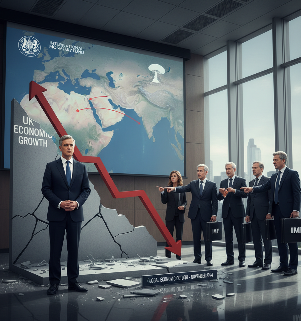 UK faces biggest hit to growth from Iran war of major economies, IMF says — AI-generated illustration