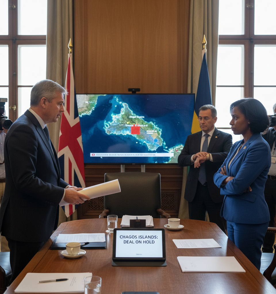 UK Puts Chagos Islands Deal on Hold Amidst US Pressure, Citing Time Constraints — AI-generated illustration
