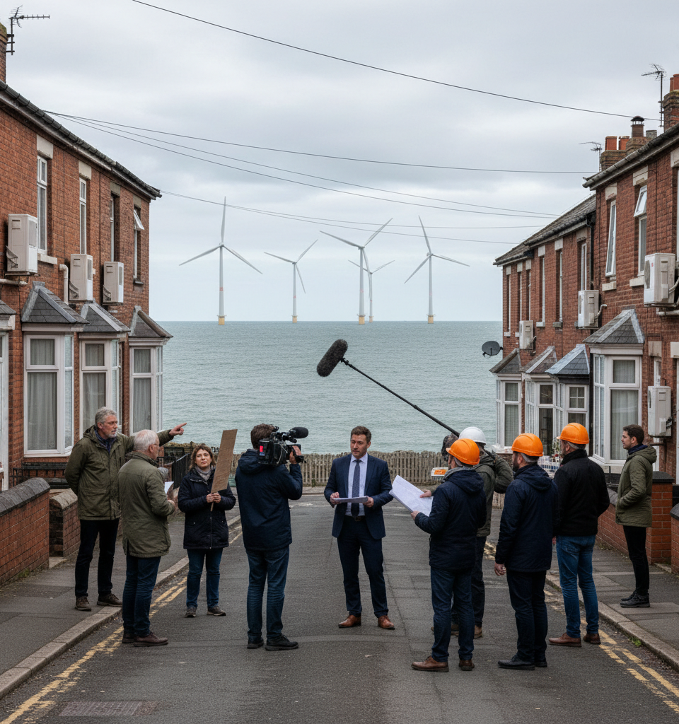 UK's Net Zero Strategy Under Fire: Cost-Cutting Eyed as Climate Solution Amid Offshore Wind Scrutiny — AI-generated illustration