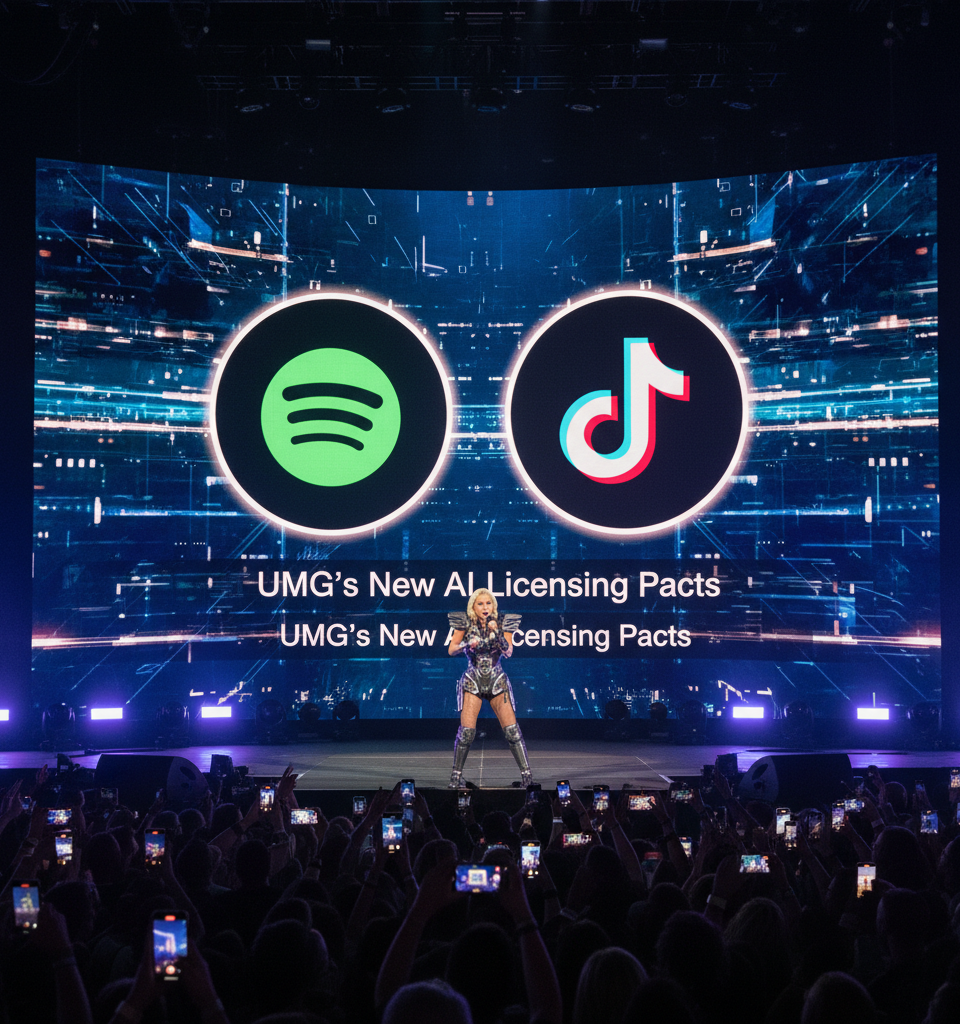 UMG's New TikTok and Spotify Pacts Signal Evolving AI Strategy in Music Licensing — AI-generated illustration