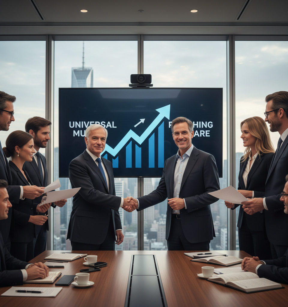 Universal Music set for takeover by Bill Ackman's Pershing Square — AI-generated illustration