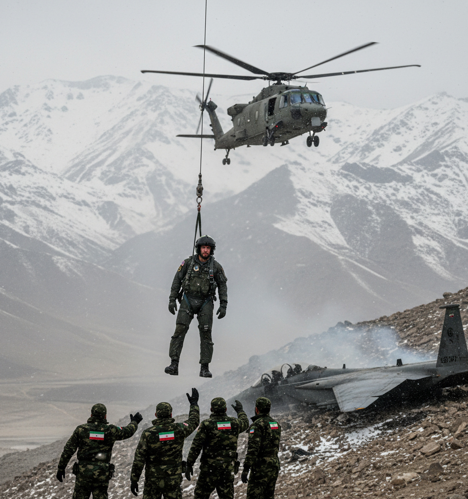 US Airman Rescued in Iran After F-15 Crash, Highlighting Escalating Regional Tensions — AI-generated illustration