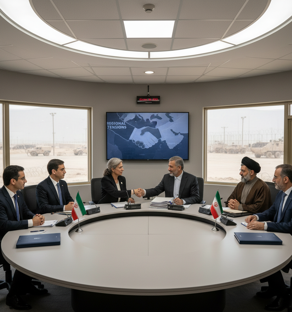 US and Iran Commence Initial Peace Deal Negotiations Amid Regional Tensions — AI-generated illustration