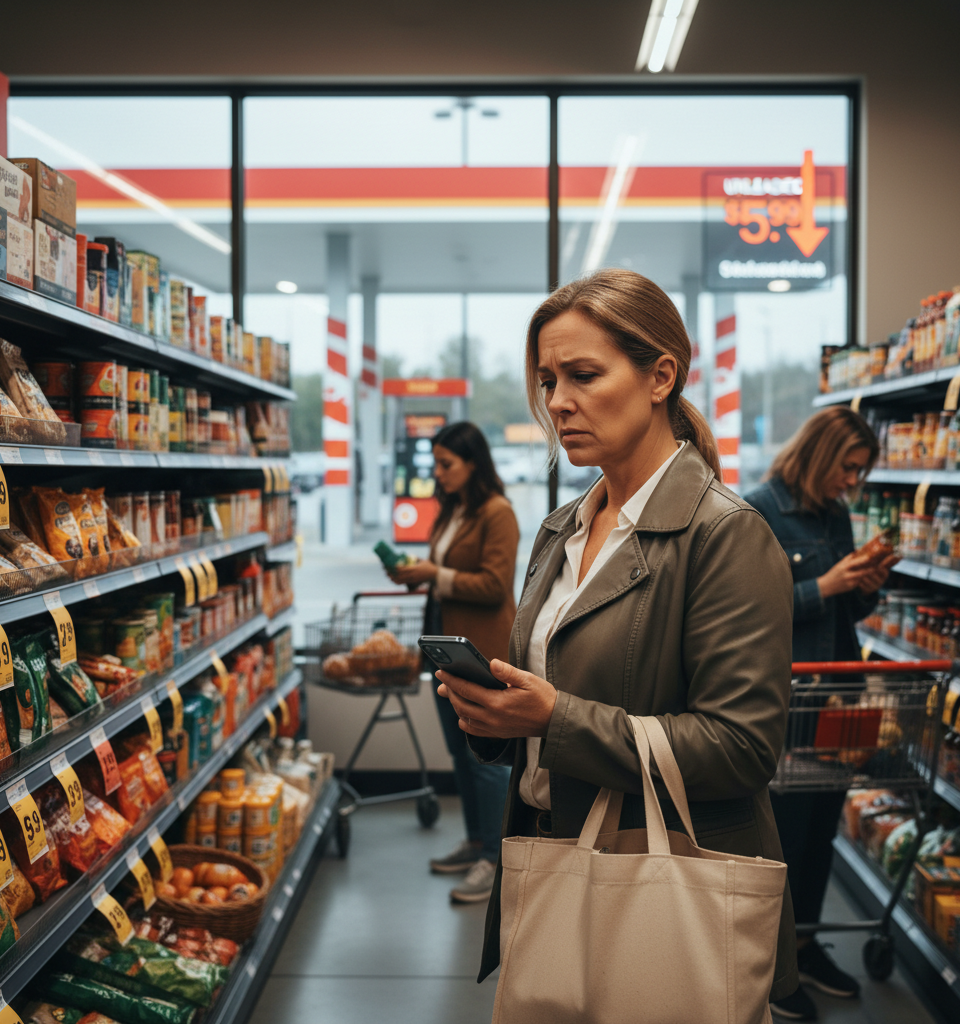 US Consumer Spending Under Duress Amidst Soaring Costs and Market Volatility — AI-generated illustration