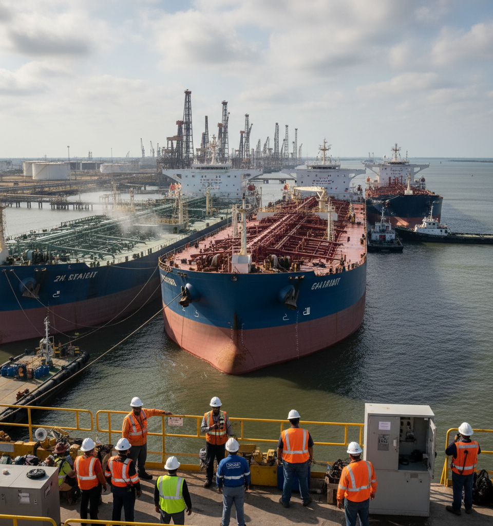 US Crude Exports Soar to Record High Amidst Middle East Conflict, Reshaping Global Oil Markets — AI-generated illustration