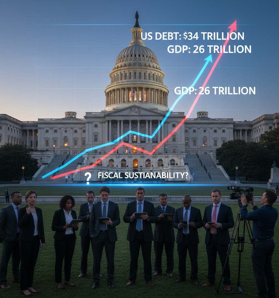 US Debt Surpasses Economic Output, Raising Fiscal Sustainability Questions — AI-generated illustration