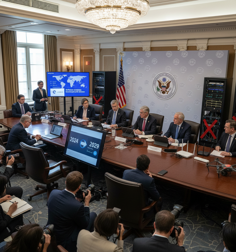 US Extends Software Updates for Banned Drones, Routers Until 2029 Amid Security Concerns — AI-generated illustration