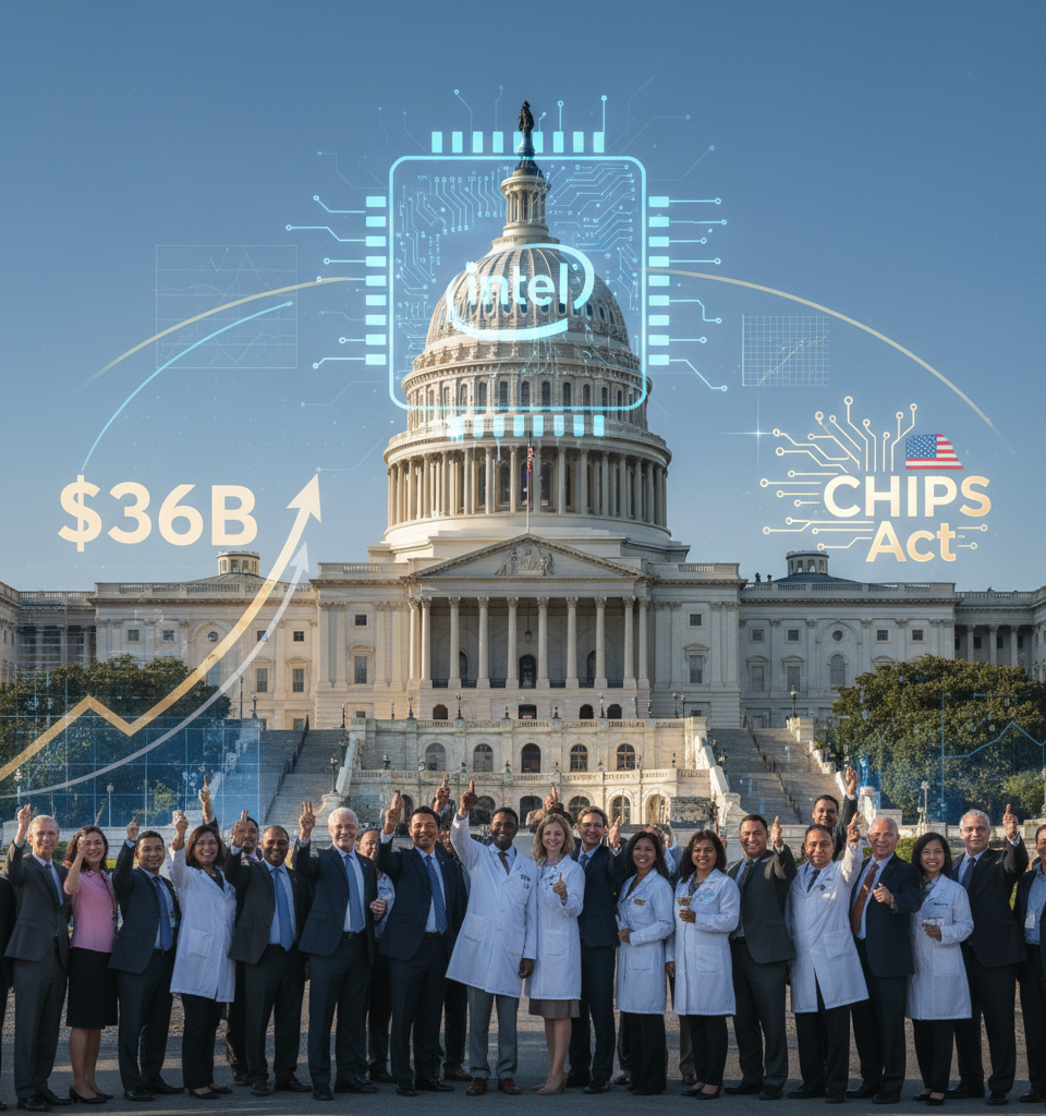 US Government's Intel Stake Soars to $36B After CHIPS Act Conversion, Delivering Massive Returns — AI-generated illustration