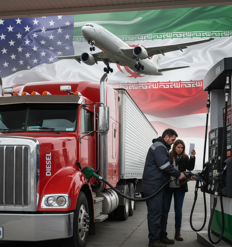 US-Iran Tensions Fuel Rising Fuel Costs, Squeezing American Businesses and Consumers — AI-generated illustration