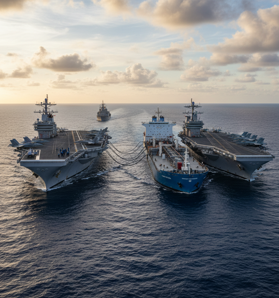 US Military Fuel Tenders Reroute from Hormuz, Signaling Major Supply Chain Shift Amid Iran Tensions — AI-generated illustration