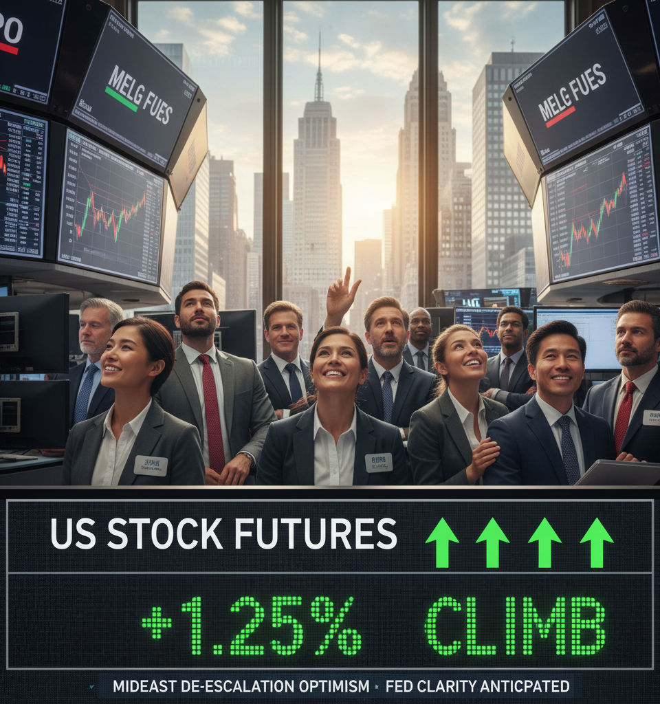 US Stock Futures Climb Amid Hopes for Mideast De-escalation, Investors Eye Fed Clarity — AI-generated illustration