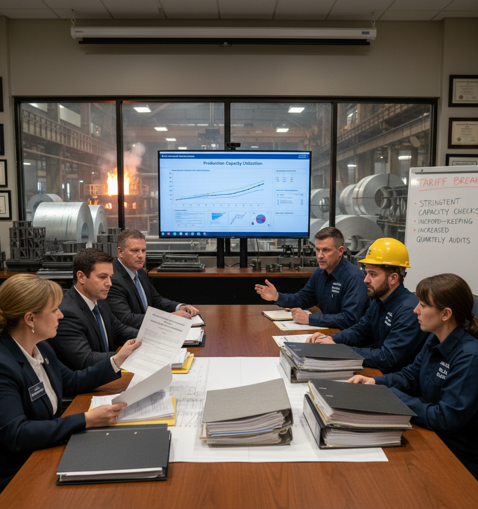 US Tariff Breaks: Steel, Aluminum Firms Face Stringent Capacity, Record-Keeping Demands — AI-generated illustration
