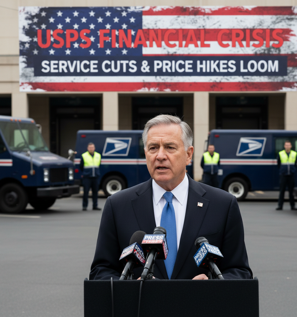 USPS Financial Crisis Deepens: Service Cuts and Price Hikes Loom for Struggling Postal Service — AI-generated illustration