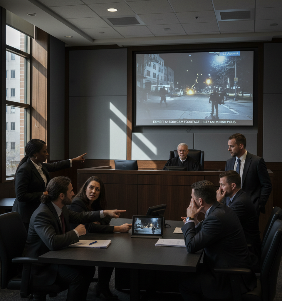 Video Evidence Contradicts ICE Narrative in Minneapolis Shooting; Prosecutorial Oversight Questioned — AI-generated illustration