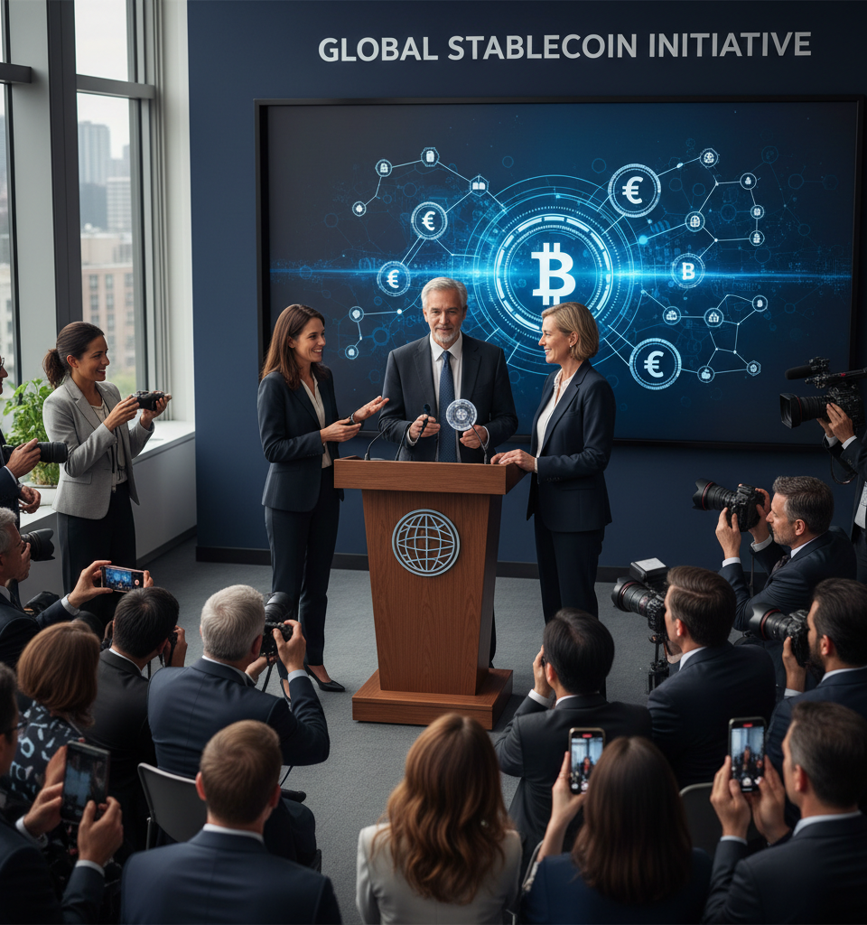Visa, Mastercard, and Coinbase Launch New Global Stablecoin Initiative — AI-generated illustration