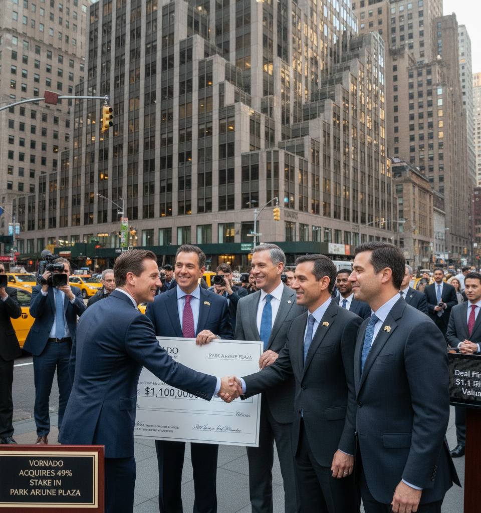 Vornado Acquires 49% Stake in Iconic Park Avenue Plaza; Valued at $1.1 Billion — AI-generated illustration