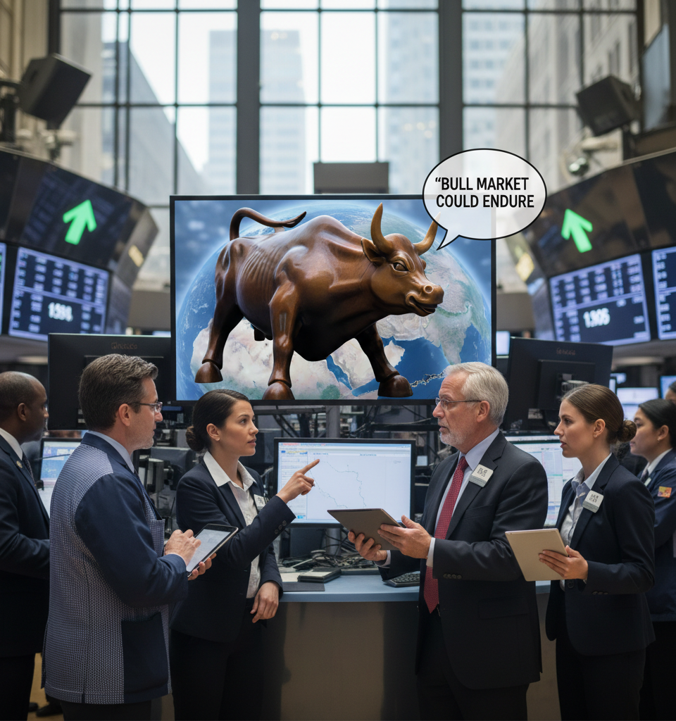 Wall Street Eyes Resilience Amidst Geopolitical Tensions: 'Bull Market Could Endure' Despite Iran Conflict — AI-generated illustration