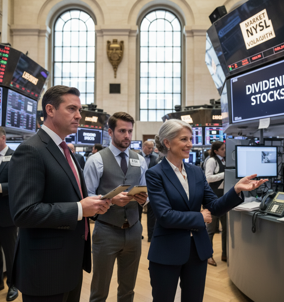 Wall Street Heavyweights Endorse Dividend Stocks Amidst Market Turbulence — AI-generated illustration