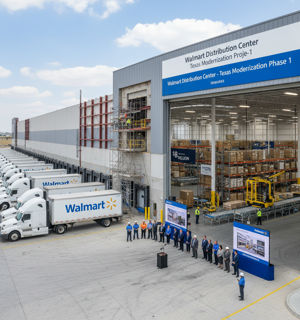 Walmart to Commence $8 Million Phase of Texas Distribution Center Modernization — AI-generated illustration