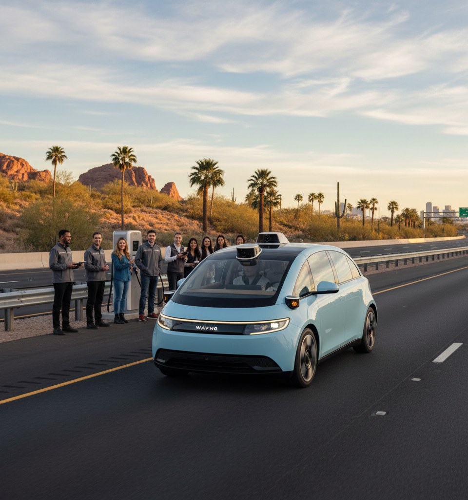 Waymo to Deploy Chinese-Made 'Ojai' Robotaxis in California and Arizona — AI-generated illustration