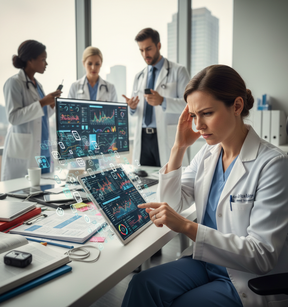 Wearable Health Tech: A Data Deluge Doctors Struggle to Process — AI-generated illustration