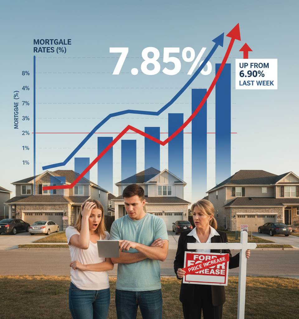 Weekly Mortgage Rates Rise, Higher Prices Take a Toll — AI-generated illustration