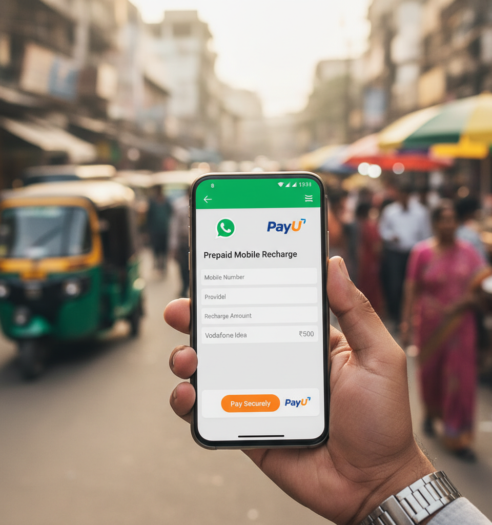 WhatsApp Integrates Prepaid Mobile Recharges in India Amid Stiff Payments Competition — AI-generated illustration